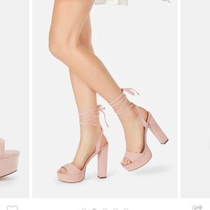 Blush Block Heeled Sandals Size 6